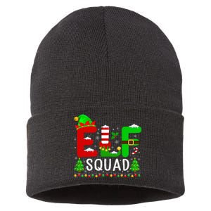 Elf Squad Matching Family Christmas Santa Hat Xmas Lights Sustainable Knit Beanie