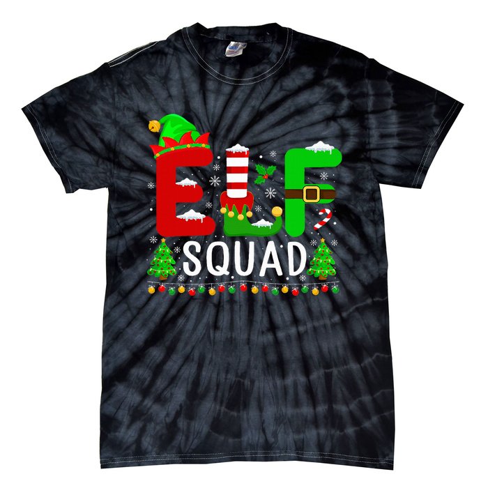 Elf Squad Matching Family Christmas Santa Hat Xmas Lights Tie-Dye T-Shirt