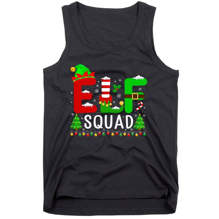 Elf Squad Matching Family Christmas Santa Hat Xmas Lights Tank Top