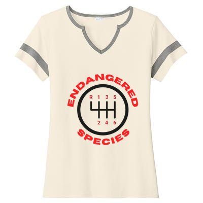 Endangered Species Manual Gearbox Stick Shift 6 Speed Ladies Halftime Notch Neck Tee