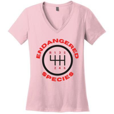 Endangered Species Manual Gearbox Stick Shift 6 Speed Women's V-Neck T-Shirt