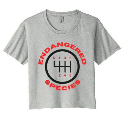 Endangered Species Manual Gearbox Stick Shift 6 Speed Women's Crop Top Tee