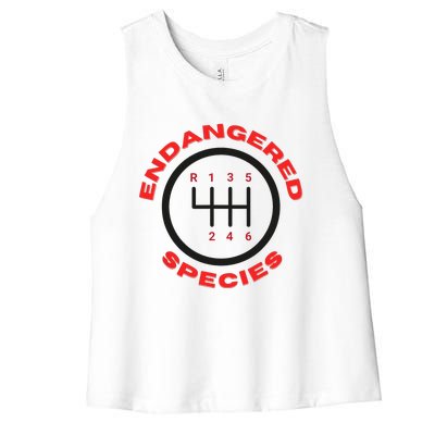 Endangered Species Manual Gearbox Stick Shift 6 Speed Women's Racerback Cropped Tank