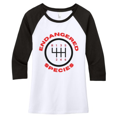 Endangered Species Manual Gearbox Stick Shift 6 Speed Women's Tri-Blend 3/4-Sleeve Raglan Shirt