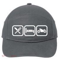 Eat Sleep Motorcycle Biker Fan 7-Panel Snapback Hat