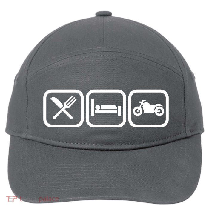 Eat Sleep Motorcycle Biker Fan 7-Panel Snapback Hat