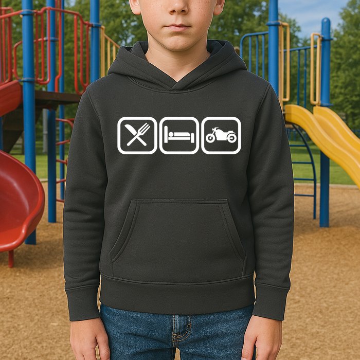 Eat Sleep Motorcycle Biker Fan Kids Hoodie