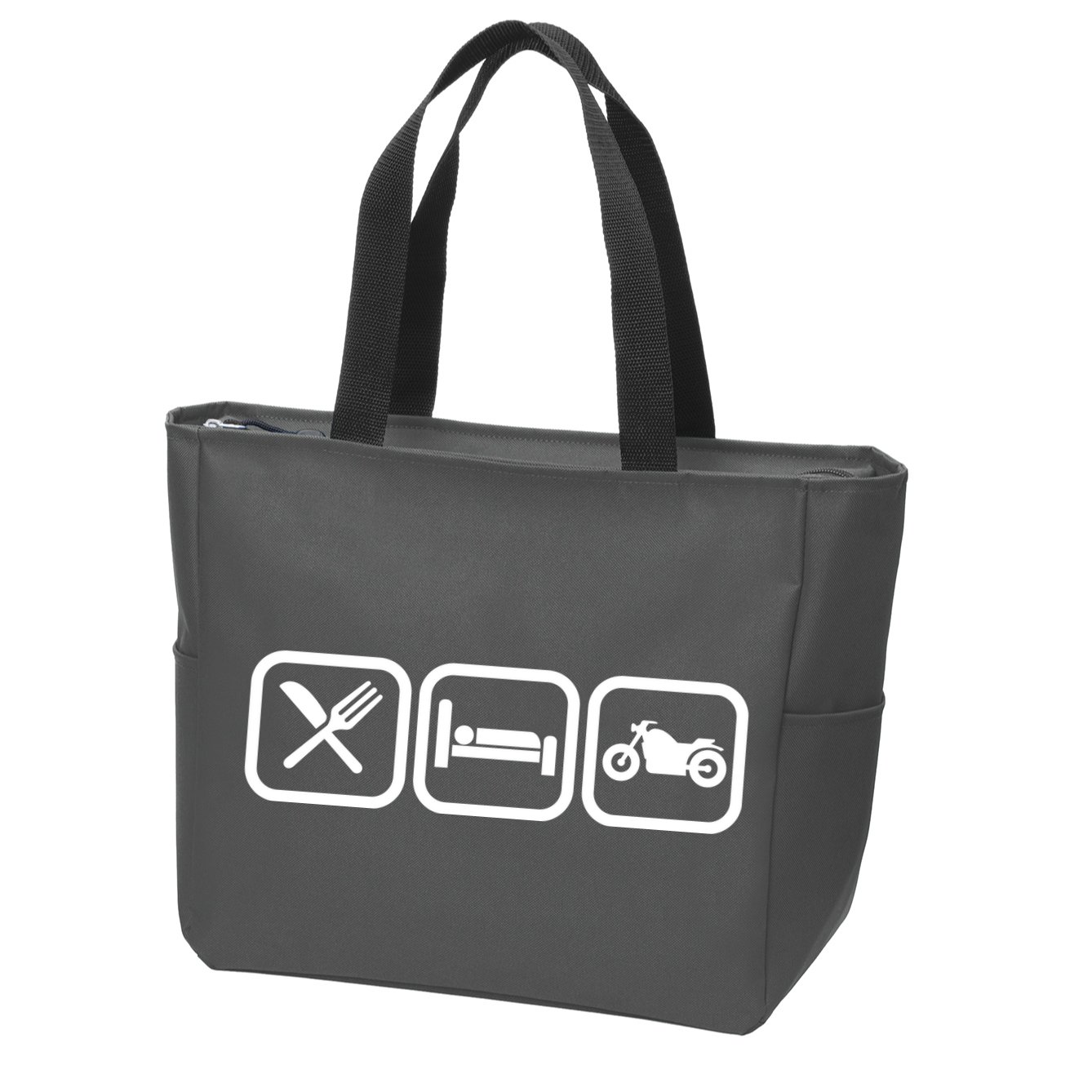Eat Sleep Motorcycle Biker Fan Zip Tote Bag