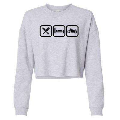 Eat Sleep Motorcycle Biker Fan Cropped Pullover Crew