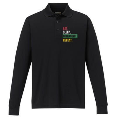 Eat Sleep Mine.Craft Repeat Performance Long Sleeve Polo