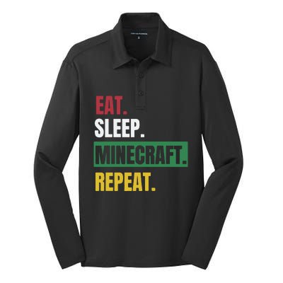 Eat Sleep Mine.Craft Repeat Silk Touch Performance Long Sleeve Polo