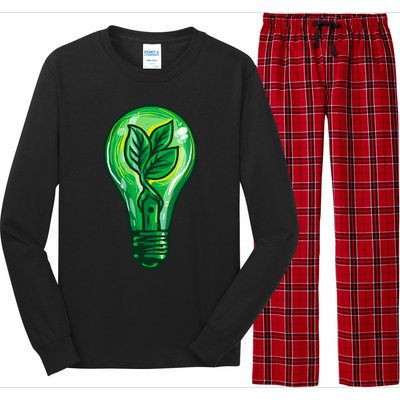 Energy Saving Mode Support Activism Plant Graphic Design Gift Long Sleeve Pajama Set