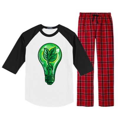 Energy Saving Mode Support Activism Plant Graphic Design Gift Raglan Sleeve Pajama Set