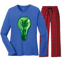 Energy Saving Mode Support Activism Plant Graphic Design Gift Women's Long Sleeve Flannel Pajama Set 