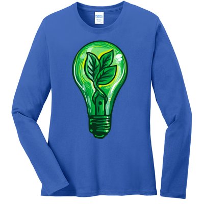 Energy Saving Mode Support Activism Plant Graphic Design Gift Ladies Long Sleeve Shirt