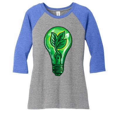 Energy Saving Mode Support Activism Plant Graphic Design Gift Women's Tri-Blend 3/4-Sleeve Raglan Shirt