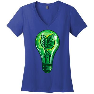 Energy Saving Mode Support Activism Plant Graphic Design Gift Women's V-Neck T-Shirt