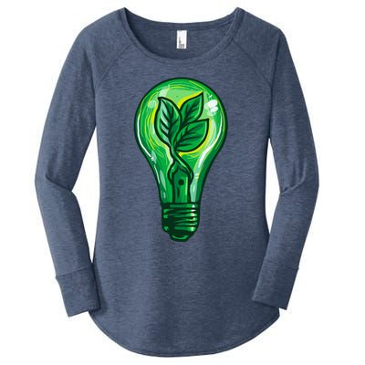 Energy Saving Mode Support Activism Plant Graphic Design Gift Women's Perfect Tri Tunic Long Sleeve Shirt