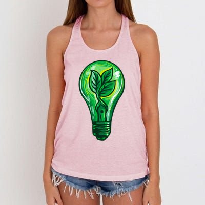 Energy Saving Mode Support Activism Plant Graphic Design Gift Women's Knotted Racerback Tank