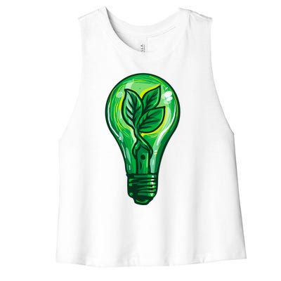 Energy Saving Mode Support Activism Plant Graphic Design Gift Women's Racerback Cropped Tank