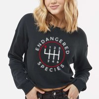 Endangered Species Manual Gearbox Stick Shift 6 Speed Cropped Pullover Crew