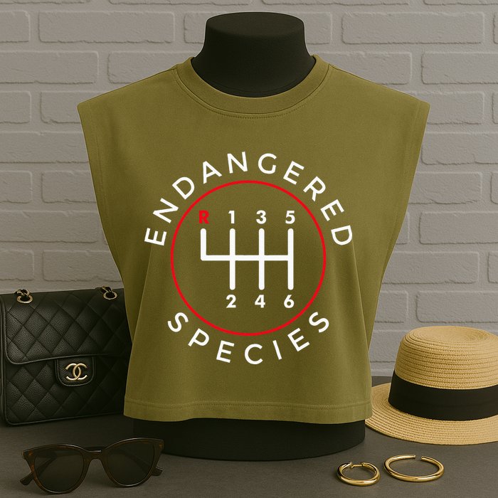 Endangered Species Manual Gearbox Stick Shift 6 Speed Garment-Dyed Women's Muscle Tee