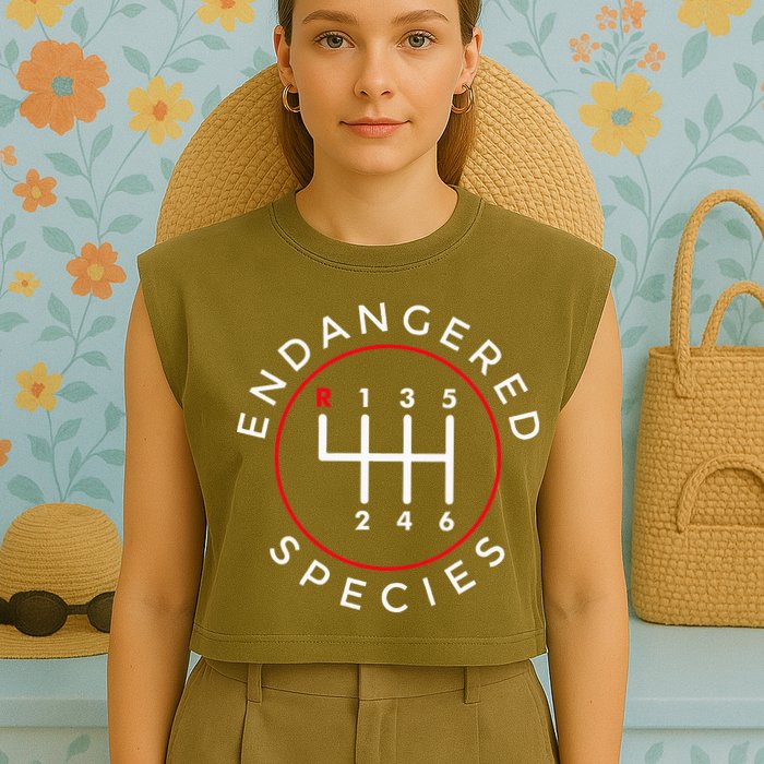 Endangered Species Manual Gearbox Stick Shift 6 Speed Garment-Dyed Women's Muscle Tee