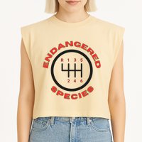 Endangered Species Manual Gearbox Stick Shift 6 Speed Garment-Dyed Women's Muscle Tee