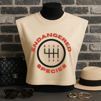 Endangered Species Manual Gearbox Stick Shift 6 Speed Garment-Dyed Women's Muscle Tee