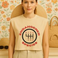 Endangered Species Manual Gearbox Stick Shift 6 Speed Garment-Dyed Women's Muscle Tee