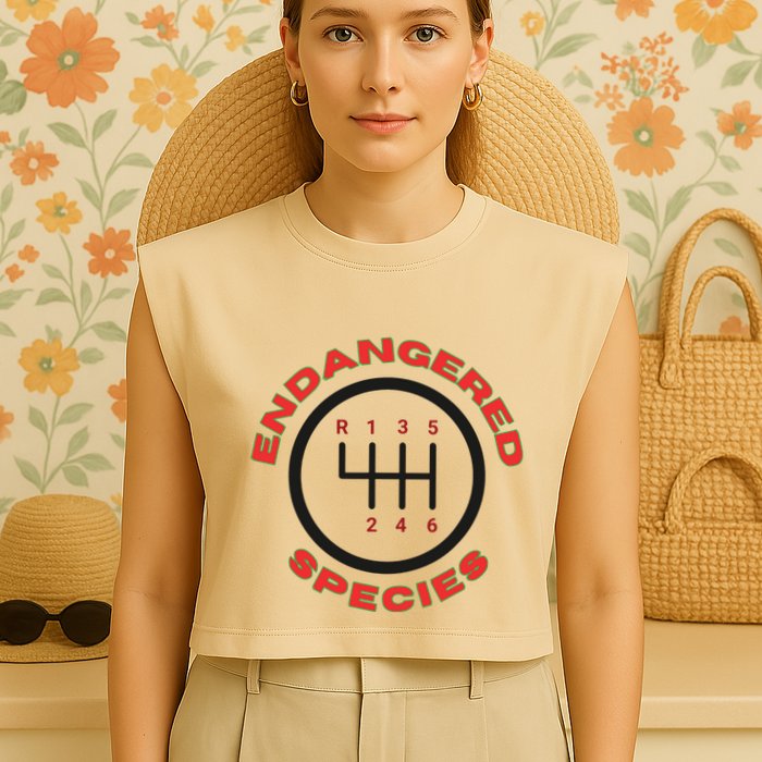 Endangered Species Manual Gearbox Stick Shift 6 Speed Garment-Dyed Women's Muscle Tee