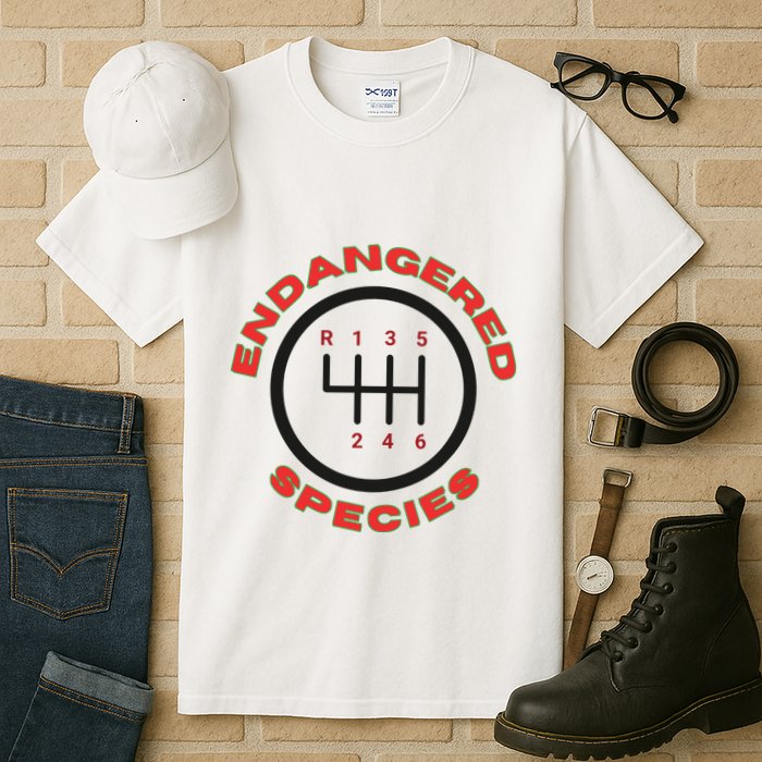 Endangered Species Manual Gearbox Stick Shift 6 Speed Tall T-Shirt