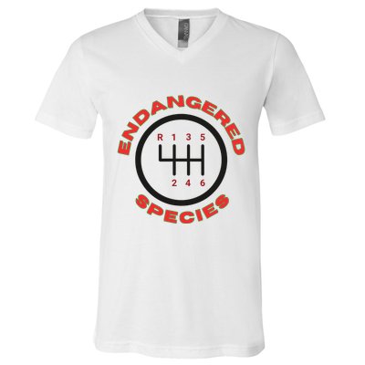 Endangered Species Manual Gearbox Stick Shift 6 Speed V-Neck T-Shirt