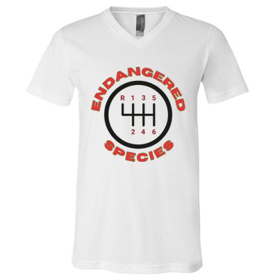 Endangered Species Manual Gearbox Stick Shift 6 Speed V-Neck T-Shirt