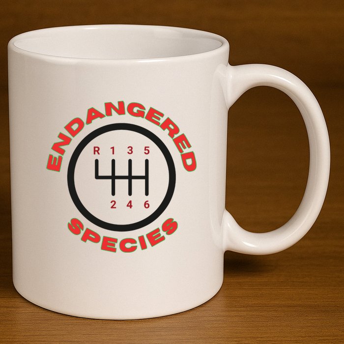 Endangered Species Manual Gearbox Stick Shift 6 Speed 11oz C Handle Ceramic Mug