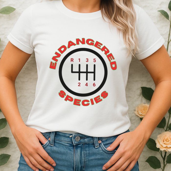 Endangered Species Manual Gearbox Stick Shift 6 Speed Womens T-Shirt