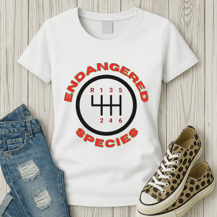 Endangered Species Manual Gearbox Stick Shift 6 Speed Womens T-Shirt