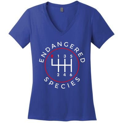 Endangered Species Manual Gearbox Stick Shift 6 Speed Women's V-Neck T-Shirt