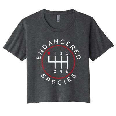 Endangered Species Manual Gearbox Stick Shift 6 Speed Women's Crop Top Tee