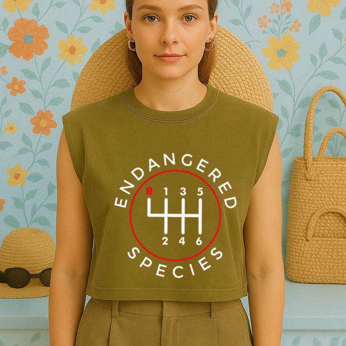 Endangered Species Manual Gearbox Stick Shift 6 Speed Garment-Dyed Women's Muscle Tee