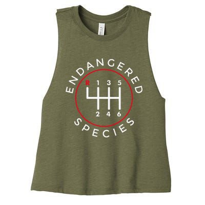 Endangered Species Manual Gearbox Stick Shift 6 Speed Women's Racerback Cropped Tank