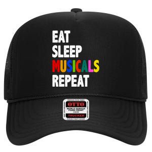 Eat Sleep Musicals Repeat High Crown Mesh Back Trucker Hat