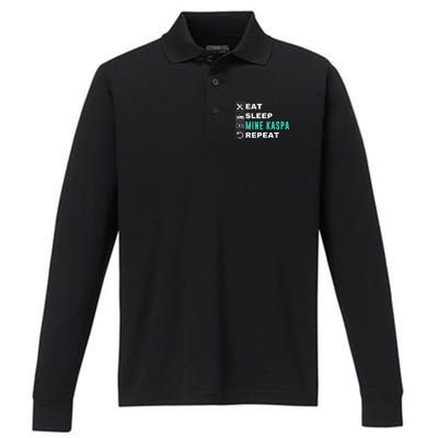 Eat Sleep Mine Kaspa Crypto Kaspa Mining Kaspa Crypto Miner Kaspa To The Moon Performance Long Sleeve Polo