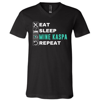 Eat Sleep Mine Kaspa Crypto Kaspa Mining Kaspa Crypto Miner Kaspa To The Moon V-Neck T-Shirt