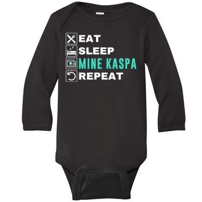 Eat Sleep Mine Kaspa Crypto Kaspa Mining Kaspa Crypto Miner Kaspa To The Moon Baby Long Sleeve Bodysuit