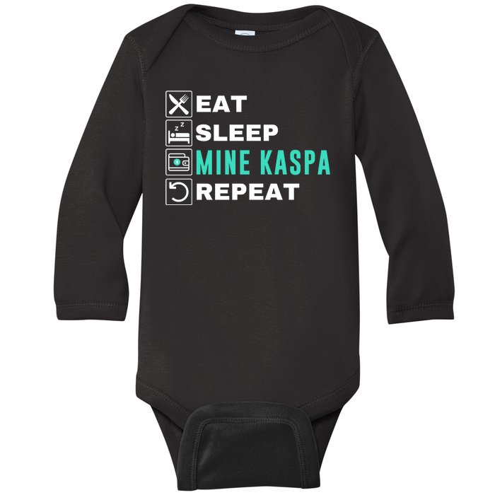 Eat Sleep Mine Kaspa Crypto Kaspa Mining Kaspa Crypto Miner Kaspa To The Moon Baby Long Sleeve Bodysuit