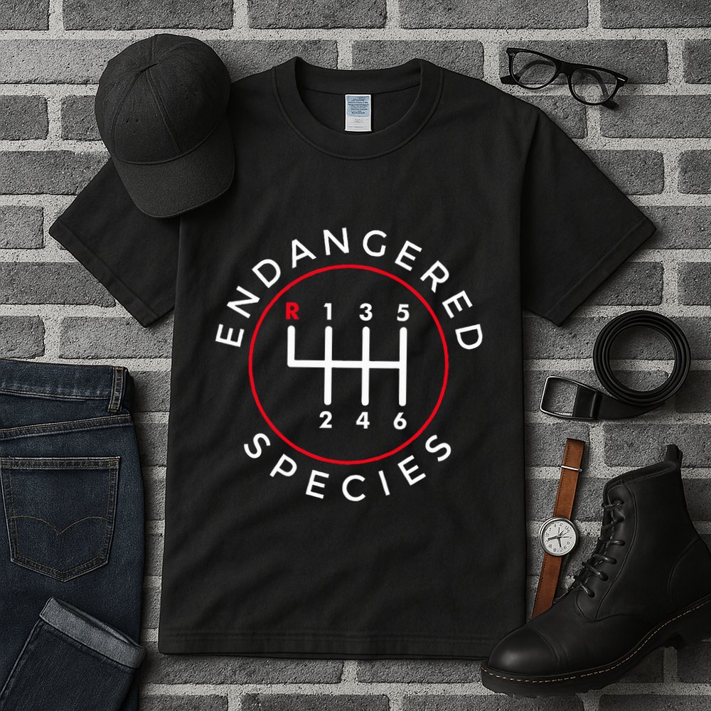 Endangered Species Manual Gearbox Stick Shift 6 Speed Tall T-Shirt