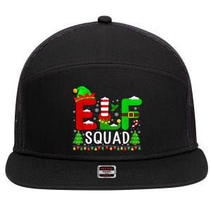 Elf Squad Matching Family Christmas Santa Hat Xmas Lights 7 Panel Mesh Trucker Snapback Hat