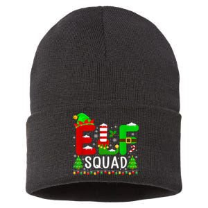 Elf Squad Matching Family Christmas Santa Hat Xmas Lights Sustainable Knit Beanie