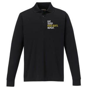 Eat Sleep Make Beats Repeat Music Gift Performance Long Sleeve Polo